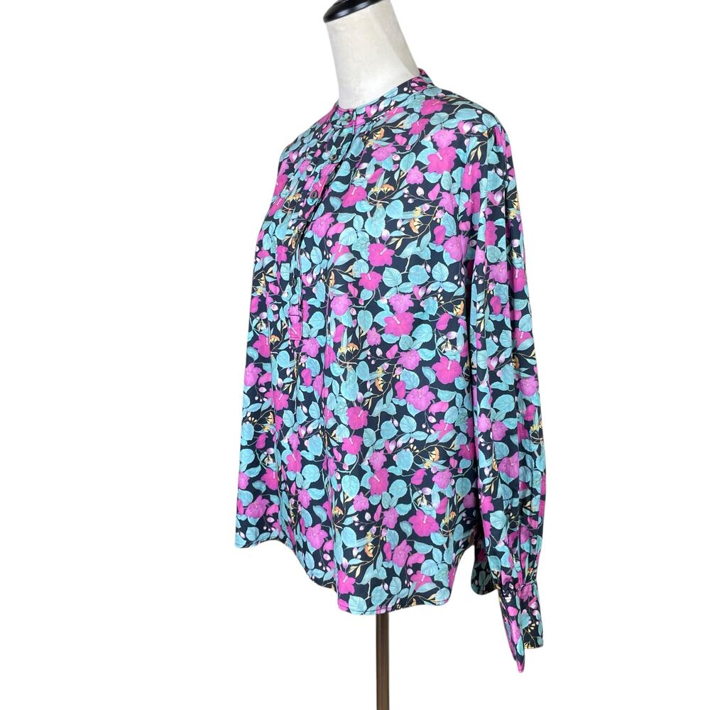Roller Rabbit Manusa Glenda Colorful Floral Long Sleeve Cotton Popover Top - Picture 3 of 14